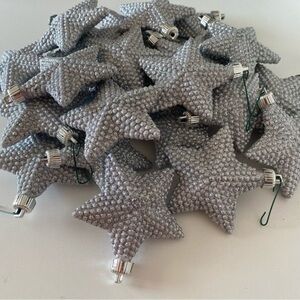 Hobby Lobby Silver Sparkly Puffed Star Christmas Holiday Ornaments Set of 24